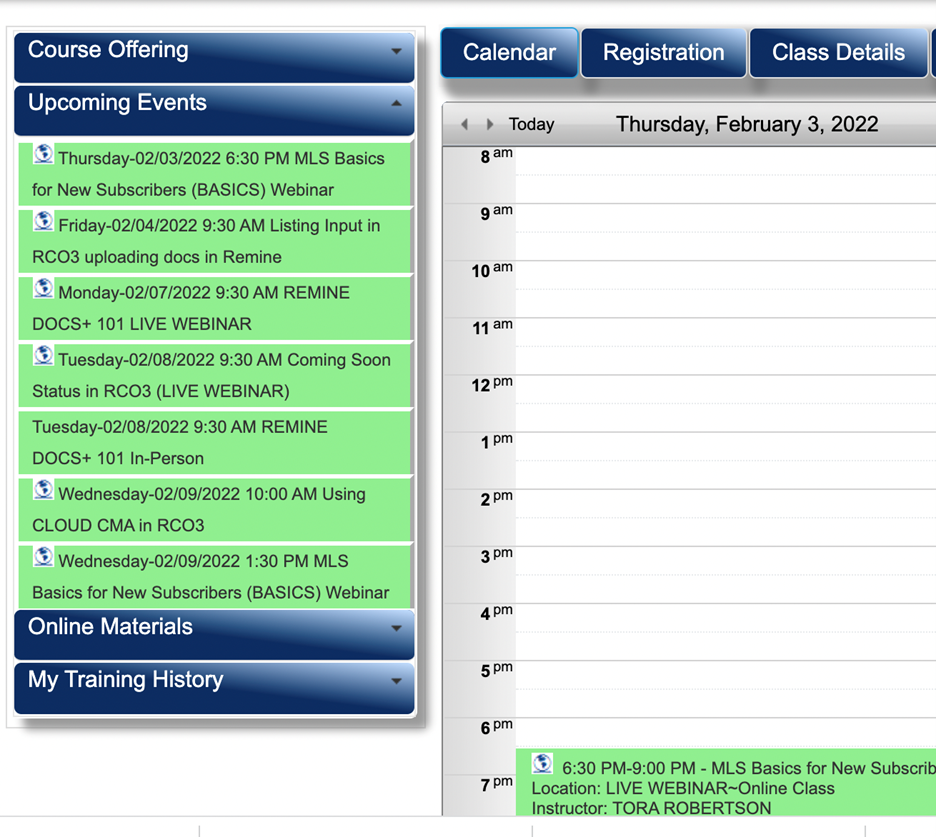 Class Scheduler home page
